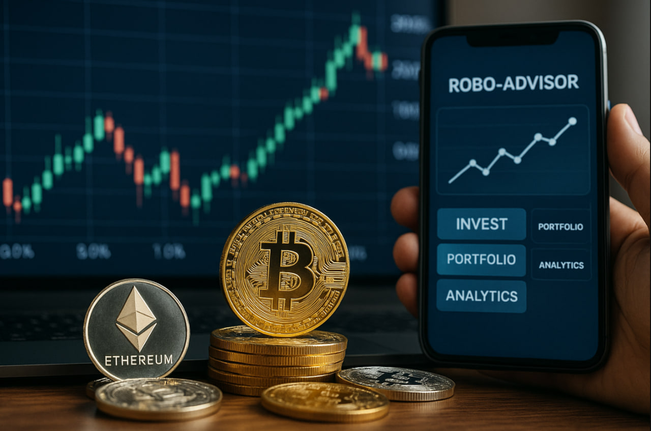 ilustrasi investasi digital 2025 saham kripto dan robo-advisor