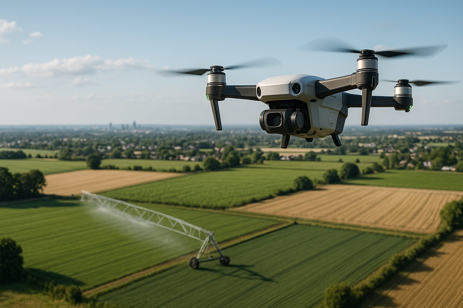 ilustrasi drone 2025 dengan transportasi, pertanian, dan keamanan cerdas