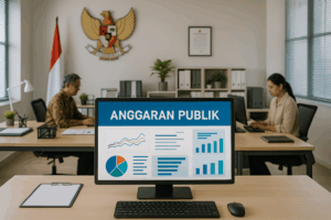 dashboard anggaran pemerintah daerah ditampilkan di komputer kantor