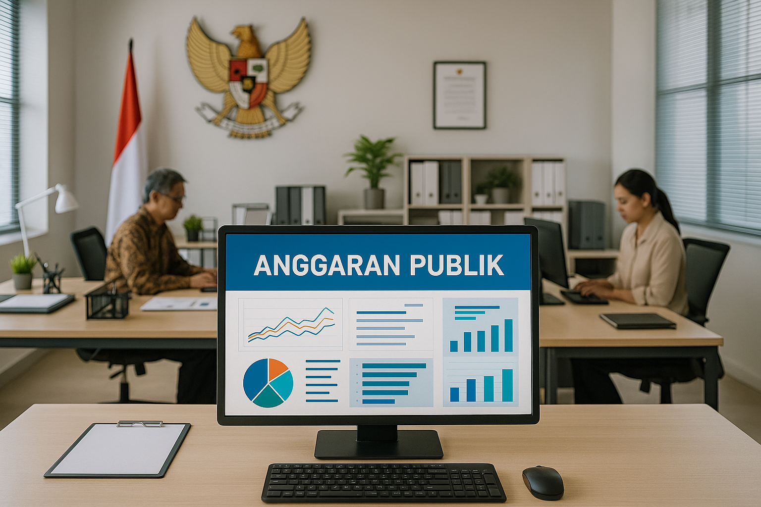 dashboard anggaran pemerintah daerah ditampilkan di komputer kantor