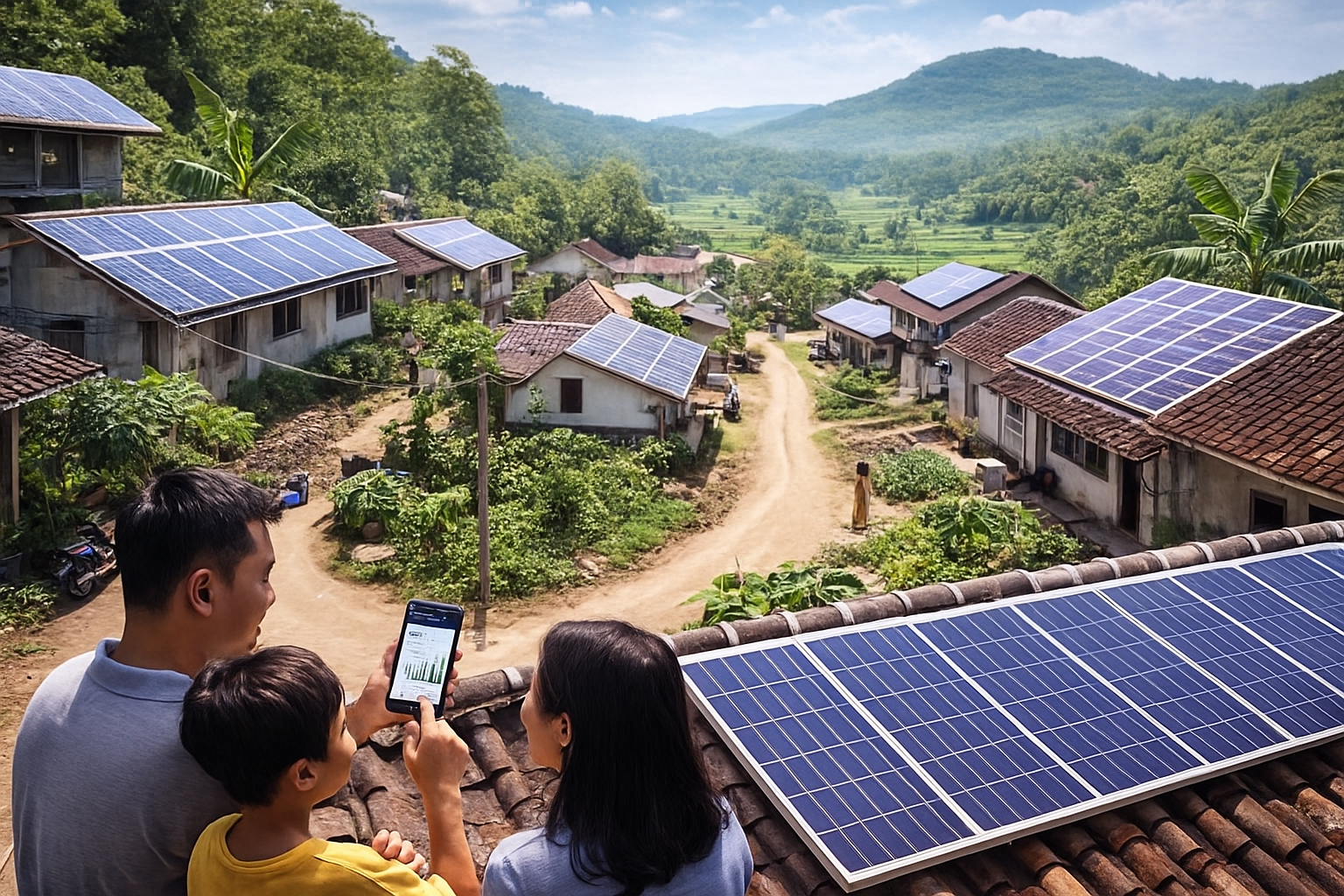 panel surya di desa sebagai implementasi energi hijau