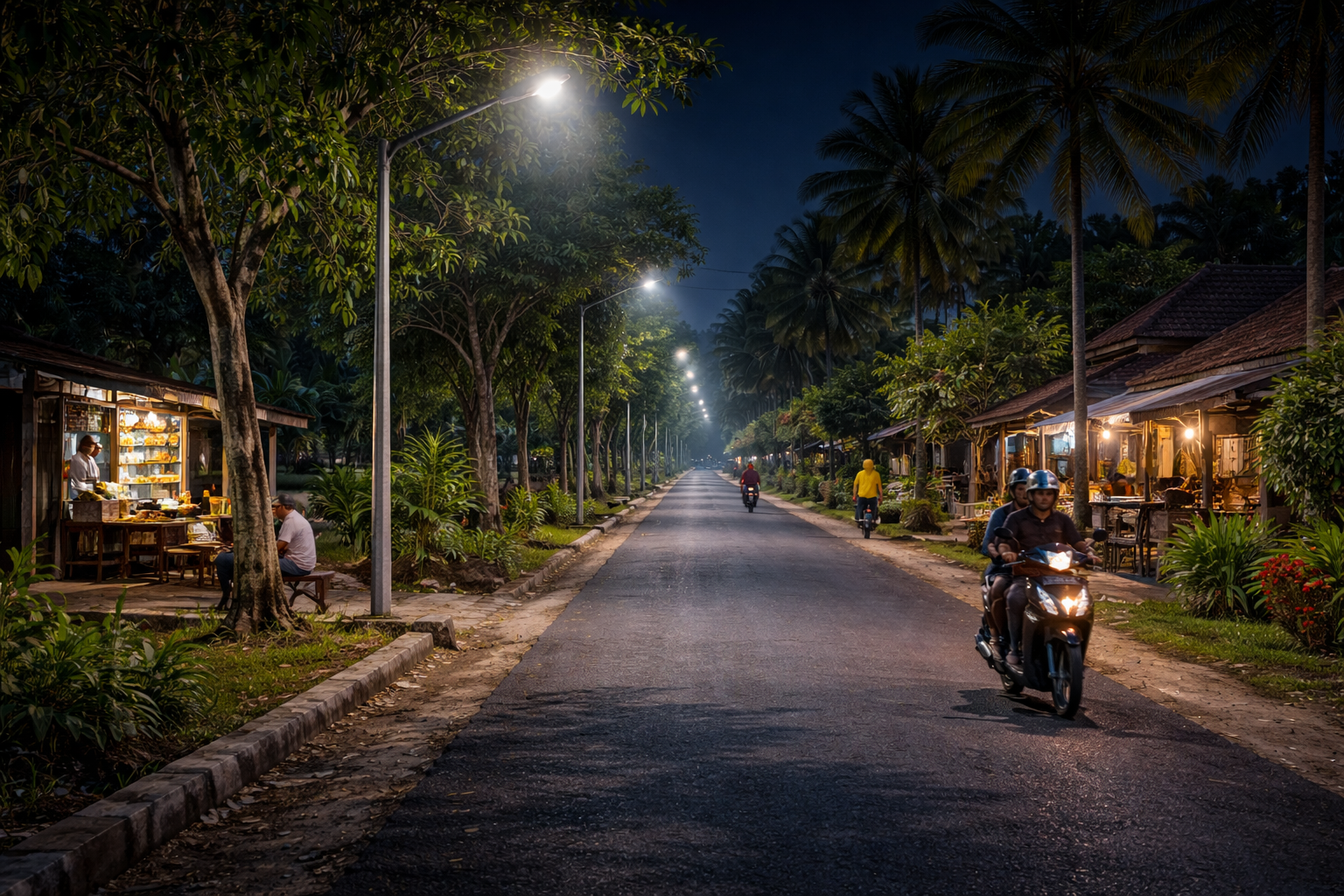 penerangan jalan desa di lingkungan permukiman