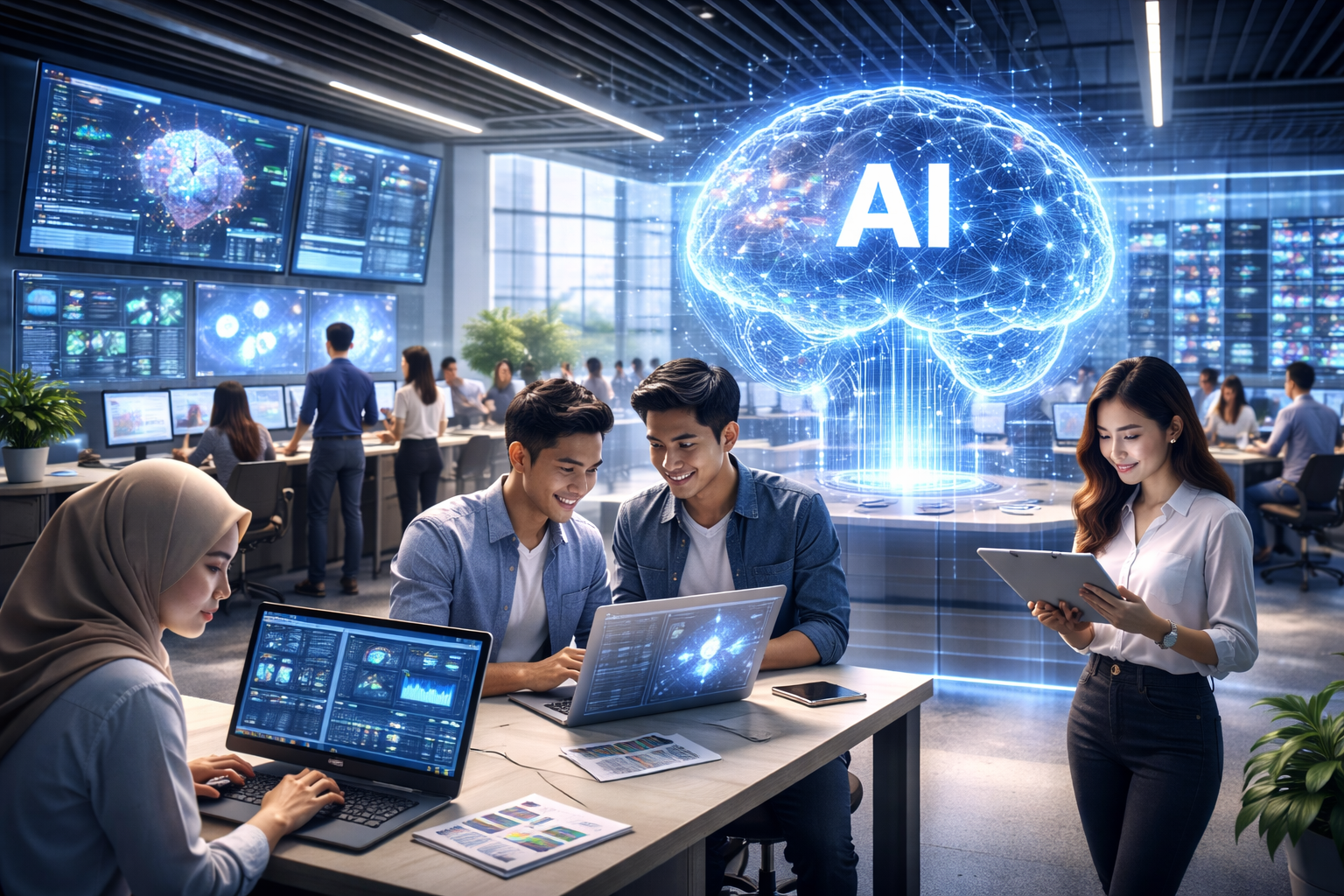 AI Indonesia 2026 dengan pusat riset teknologi dan sistem kecerdasan buatan modern