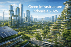 green infrastructure Indonesia 2026 dengan bangunan ramah lingkungan dan energi terbarukan