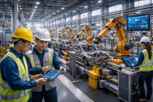 industri manufaktur Indonesia 2026 dengan pabrik modern dan otomatisasi produksi